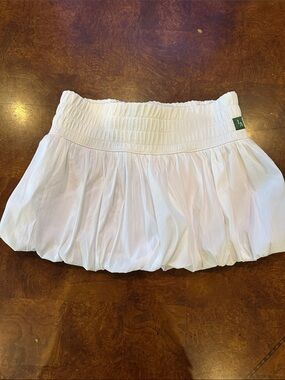 NWOT Love All White Bubble tennis Skirt with Smocked Waist